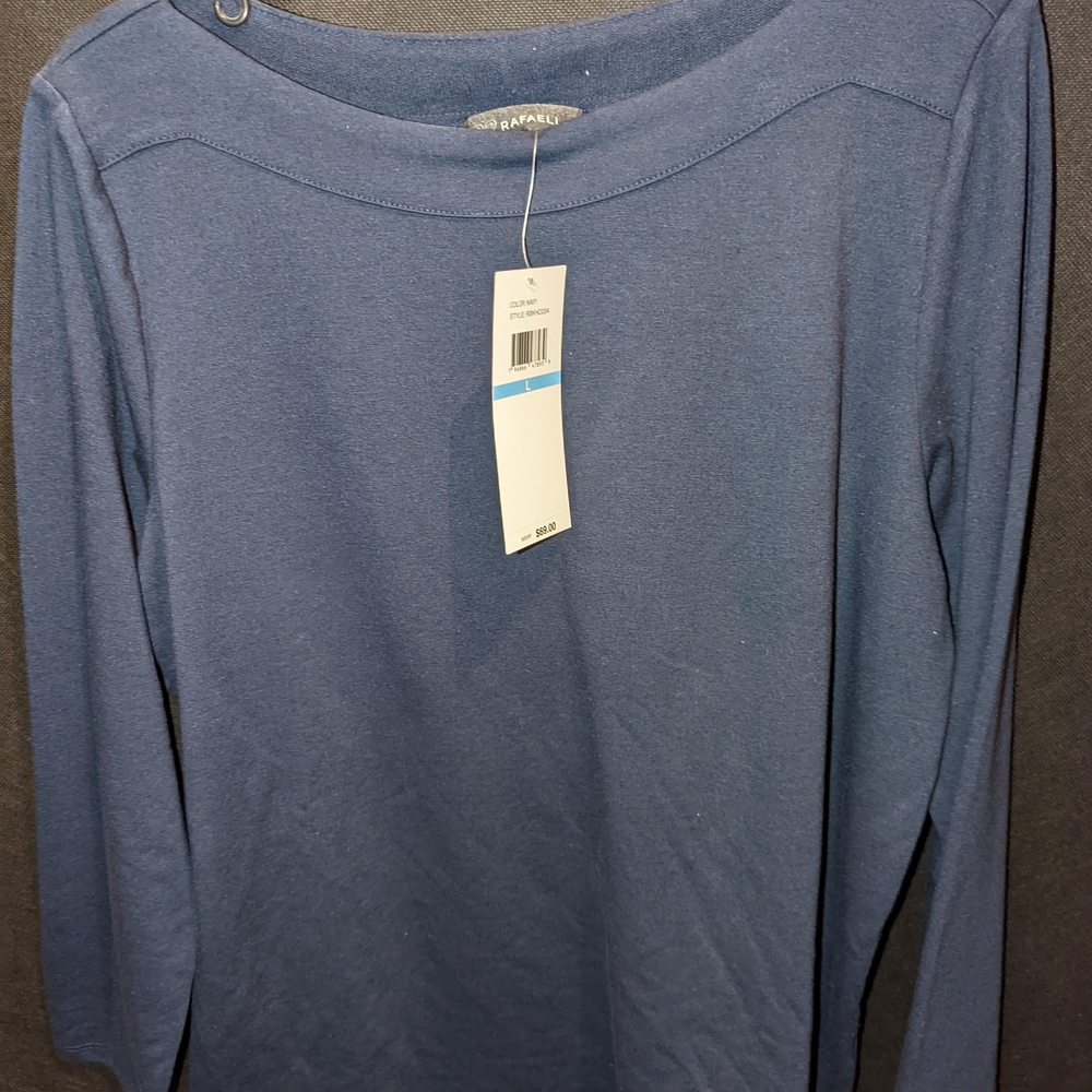 Rafaella Blue Fitted 3/4 Sleeve Blouse